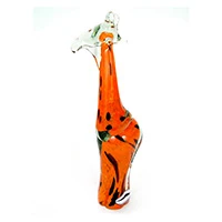 Recycled glass figurine, 'Orange Giraffe' - Recycled Handblown Glass Giraffe Figurine Crafted in Africa