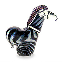 Recycled glass figurine, 'Striped Zebra' - Recycled Handblown Glass Zebra Figurine Crafted in Africa