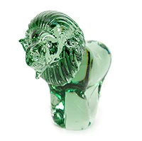 Recycled glass figurine, 'Clear Lion' - Recycled Handblown Glass Lion Figurine Crafted in Africa