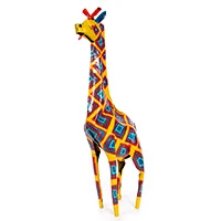 Reclaimed tin sculpture, 'Bright Giraffe' - Handpainted Reclaimed Tin Giraffe Sculpture from Zimbabwe