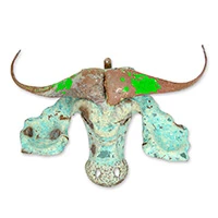 Reclaimed tin wall mask, 'Rustic Buffalo' - Eco-Friendly Reclaimed Tin Buffalo Wall Mask from Zimbabwe