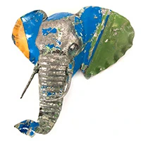 Reclaimed tin wall mask, 'Rustic Elephant' - Eco-Friendly Reclaimed Tin Elephant Wall Mask from Zimbabwe
