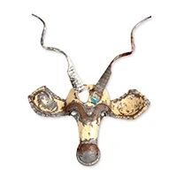 Reclaimed tin wall mask, 'Rustic Kudu' - Eco-Friendly Reclaimed Tin Antelope Wall Mask from Africa