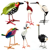 Seedpod bird figurines, 'Inspiring Africa' (set of 6) - Set of 6 Handcrafted Seedpod Bird Figurines from Zimbabwe