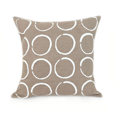 Cotton cushion cover, 'Savanna Circles in Beige' - 100% Cotton Beige Cushion Cover Handmade in Zimbabwe