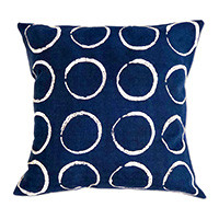 Cotton cushion cover, 'Savanna Circles in Indigo' - 100% Cotton Indigo Cushion Cover Handmade in Zimbabwe