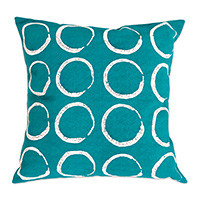 Cotton cushion cover, 'Savanna Circles in Teal' - 100% Cotton Teal Cushion Cover Handmade in Zimbabwe