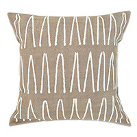 Cotton cushion cover, 'Savanna Lines in Beige' - 100% Cotton Beige Cushion Cover Handmade in Zimbabwe