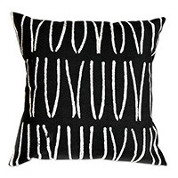 Cotton cushion cover, 'Savanna Lines in Black' - 100% Cotton Black Cushion Cover Handmade in Zimbabwe