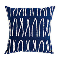 Cotton cushion cover, 'Savanna Lines in Indigo' - 100% Cotton Indigo Cushion Cover Handmade in Zimbabwe