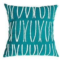 Cotton cushion cover, 'Savanna Lines in Teal' - 100% Cotton Teal Cushion Cover Handmade in Zimbabwe