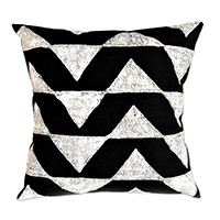 Cotton cushion cover, 'Savanna Triangles in Black' - 100% Cotton Black Cushion Cover Handmade in Zimbabwe