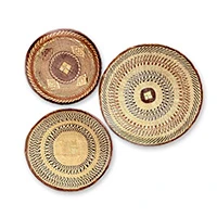 Natural fiber basket wall art, 'Binga Baskets' (set of 3) - Set of 3 Handwoven Natural Fiber Basket Wall Art from Africa