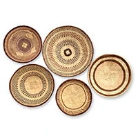 Cotton basket wall art, 'Grain Harvest' (set of 5) - Set of 5 100% Cotton Handwoven Basket Wall Art from Africa