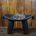 Ashanti decorative throne stool, 'Sunflower' - Fair Trade Ashanti Decorative Throne Stool