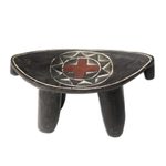 Ashanti decorative throne stool, 'Sunflower' - Fair Trade Ashanti Decorative Throne Stool