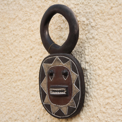 Ivoirian wood mask, 'Spirit of Mischief' - Handcrafted Wood Mask