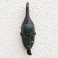 Ivoirian wood mask, 'Blessings and Peace' - Handcrafted Wood Wall Mask
