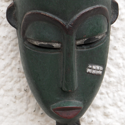 Máscara de madera de Costa de Marfil, 'Bendiciones y Paz' - Máscara de pared de madera hecha a mano