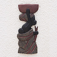 Wood wall adornment, 'Beloved Mother' - Wood wall adornment