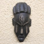 Ghanaian wood mask, 'Village Queen' - Handcrafted Ghanaian Wood Mask from Africa