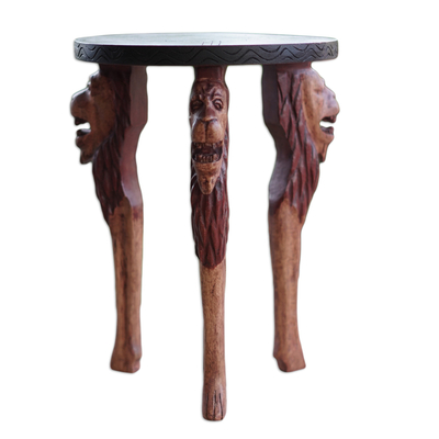 Handcrafted Sese Wood Accent Table