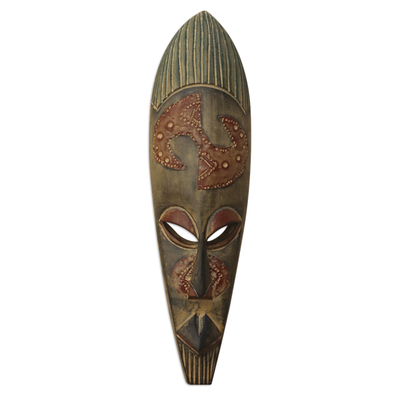 Ewe wood mask, 'Great Expectations' - Handcrafted Wood Mask from Africa