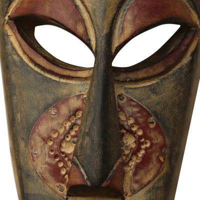 Ewe wood mask, 'Great Expectations' - Handcrafted Wood Mask from Africa