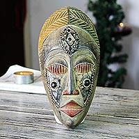 Akan wood mask, 'Royal Presence' - Hand Crafted Wood Mask