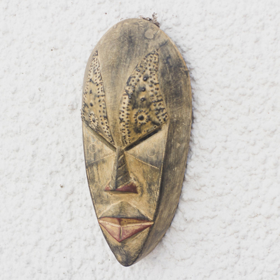 Ewe wood mask, 'Brilliant Mind' - Ewe Wood Mask