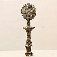 Wood fertility doll, 'A Special Woman' - Fertility Doll Sculpture Hand Carved in Africa