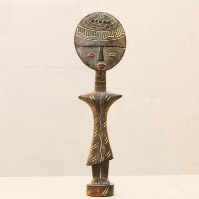 Fruchtbarkeitspuppe aus Holz - Fruchtbarkeitspuppenskulptur, handgeschnitzt in Afrika