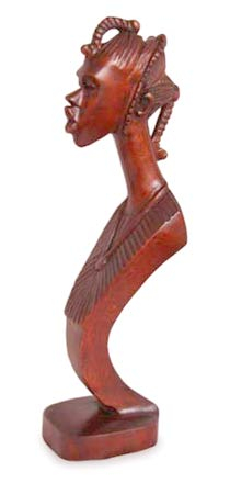 Wood statuette, 'Beautiful Lady' - Cultural Wood Sculpture