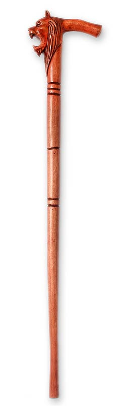 Bastón de madera, 'Rey de los Leones' - Bastón de madera hecho a mano