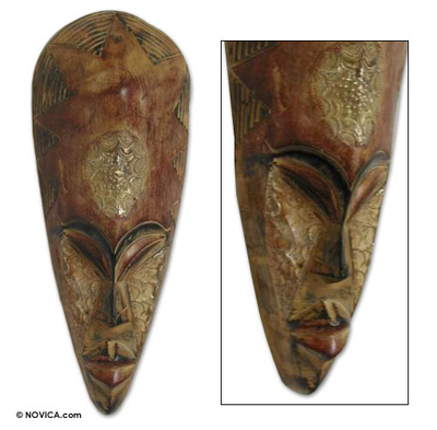 Akan wood mask, 'Star Man' - Wood Mask from Africa