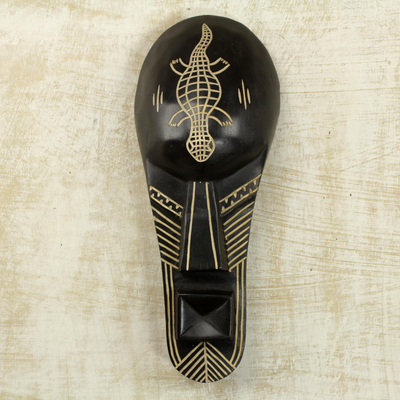 Ghanaian wood mask, 'Knowledge is Power' - African wood mask
