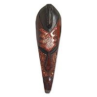 Beninese wood mask, 'Protective Snake God' - Beninese wood mask