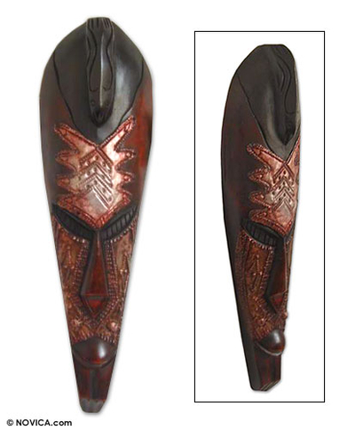 Beninese wood mask, 'Protective Snake God' - Beninese wood mask