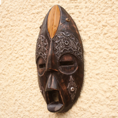 Ghanaian wood mask, 'Beauty Queen' - African wood mask