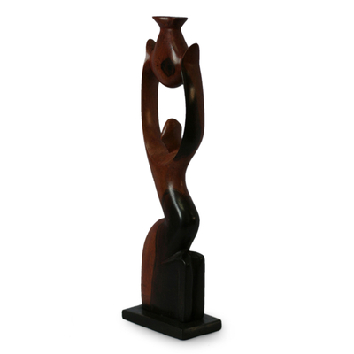 Ebony sculpture, 'An Ideal Woman' - Hand Crafted Wood Sculpture