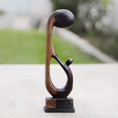 Escultura de ébano - Escultura de madera abstracta de comercio justo