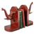 Cedar bookends, 'Elephant Guardian' (pair) - Hand Carved Cedar Wood Bookends (Pair) (image 2a) thumbail