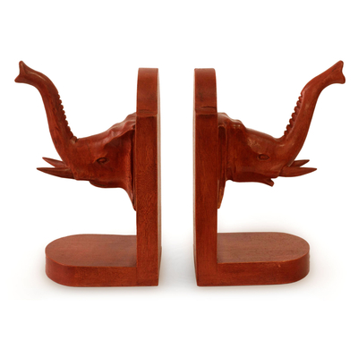 Sujetalibros de cedro, (par) - Sujetalibros de madera de cedro tallados a mano (par)