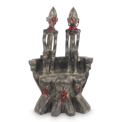 Wood sculpture, 'Malian Dogon Family' - Hand Carved Family Wood Sculpture