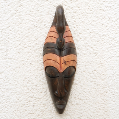 Ghanaian wood mask, 'Bird Spirit' - Artisan Crafted Wood Mask from Africa