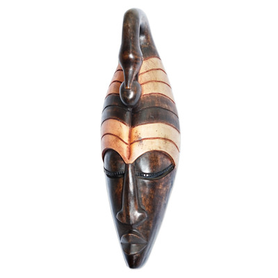 Ghanaian wood mask, 'Bird Spirit' - Artisan Crafted Wood Mask from Africa