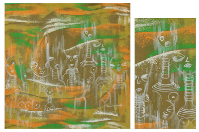 'Akuaba Family' - Expressionist Painting from Africa