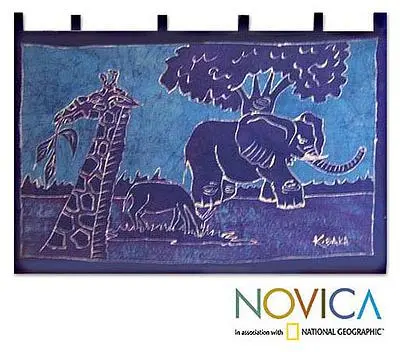 Batik wall hanging, 'Roaming Free' - Batik wall hanging