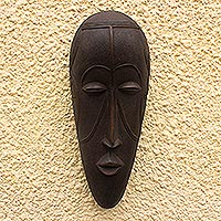 Ivoirian wood mask, 'Warrior's Protection' - Ivoirian wood mask