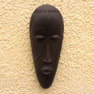 Ivoirian wood mask, 'Warrior's Protection' - Ivoirian wood mask